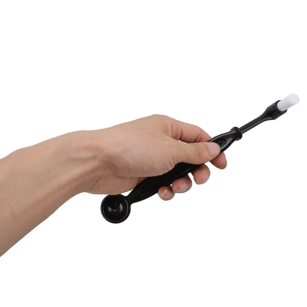 Nylon Bristle Coffee Machine Cleaning Brush Dual Head Design Reusable Coffee Maker Cleaner Tool With Spoon Long Handle