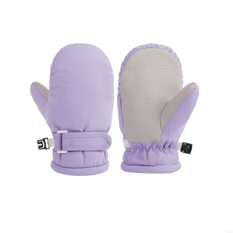 97BE قفازات مقاومة للماء مبطنة بالقطيفة للأطفال الرضع مغامرة الثلج تصميم نونسليب سهل الإمساك قفازات دافئة