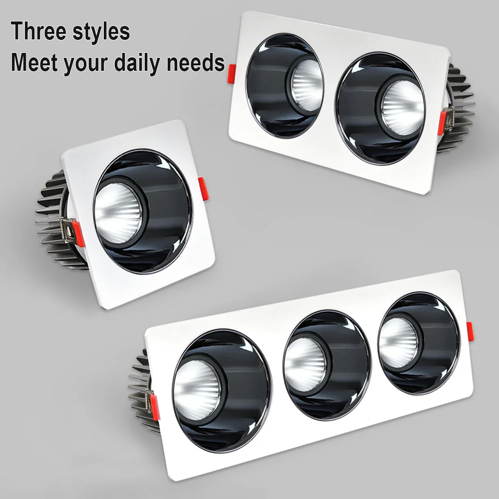 

Square Embedded Downlights Light 7W 12W 15W Recessed Led Ceiling Lamp No Glare 220V 110V COB LED Spot Lights For Home Fixtures