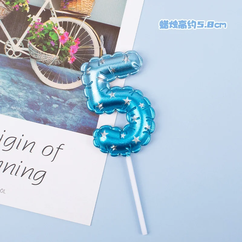 1Pcs Blue Happy Birthday Number Cake Candles 0 1 2 3 4 5 6 7 8 9 Cake Topper Kids Girls Boys Bar Baby Party Supplies Decoration