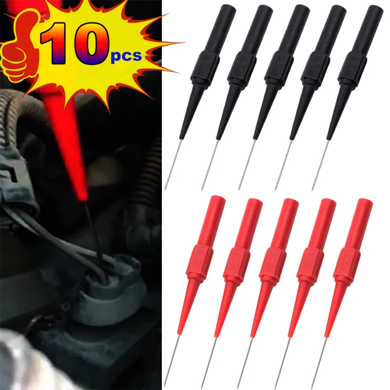 10Pcs 30V Car Tip Probes Diagnostic Tools Auto Multimeter Test Leads Extention Back Piercing Needle Tip Probes Mechanical Tools