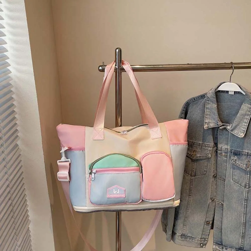 

Oxford Cloth Expandable Travel Bag Contrast Color Yoga Pouch Large Capacity Fitness Bag Foldable Polyester