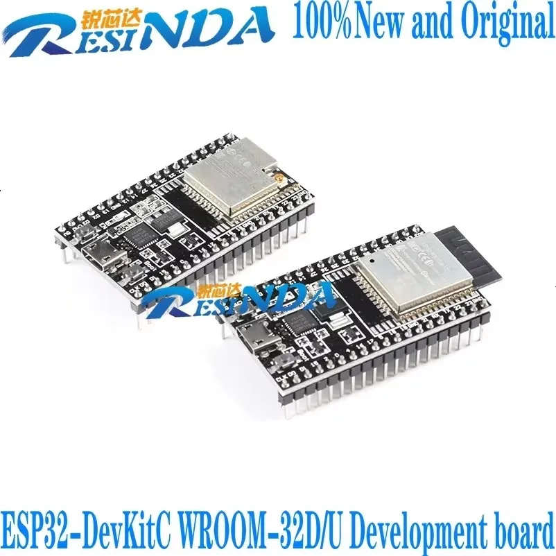 ESP32-DevKitC development board equipped with WROOM-32D/U module