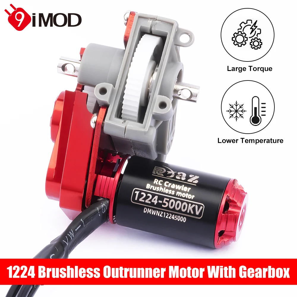9IMOD RC 1224 Borstelloze Motor Outrunner 4000kv 5000KV Mini Motor 2S met Versnellingsbak Voor RC Crawler Auto Axiale SCX24 WPL FMS FCX24M - afbeelding 2