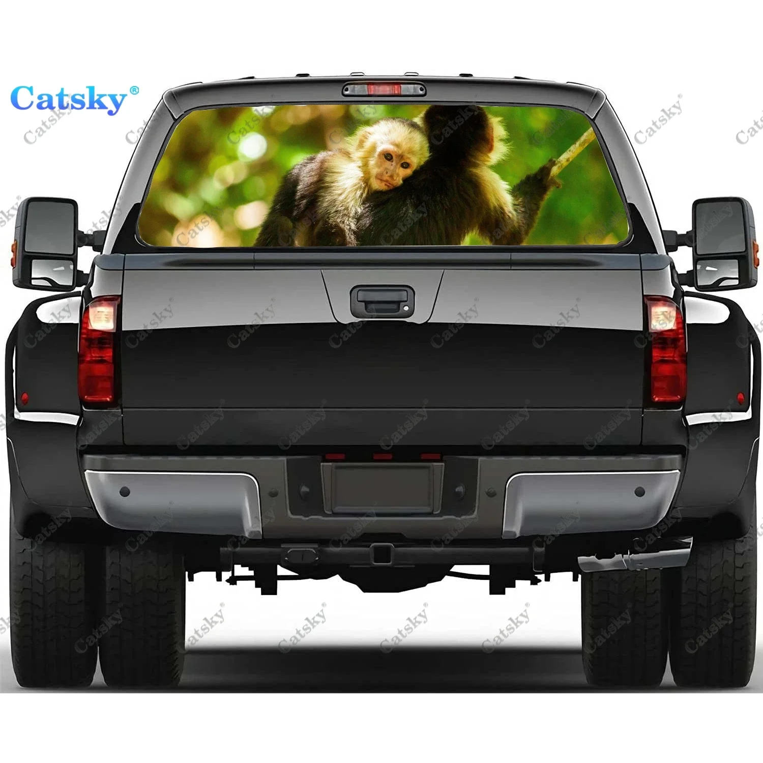 

capuchin monkey Car Rear Window Decal Sticker Graphic PVC Decorative Truck Sticker Perforated Vinyl Universal Wrap Cover