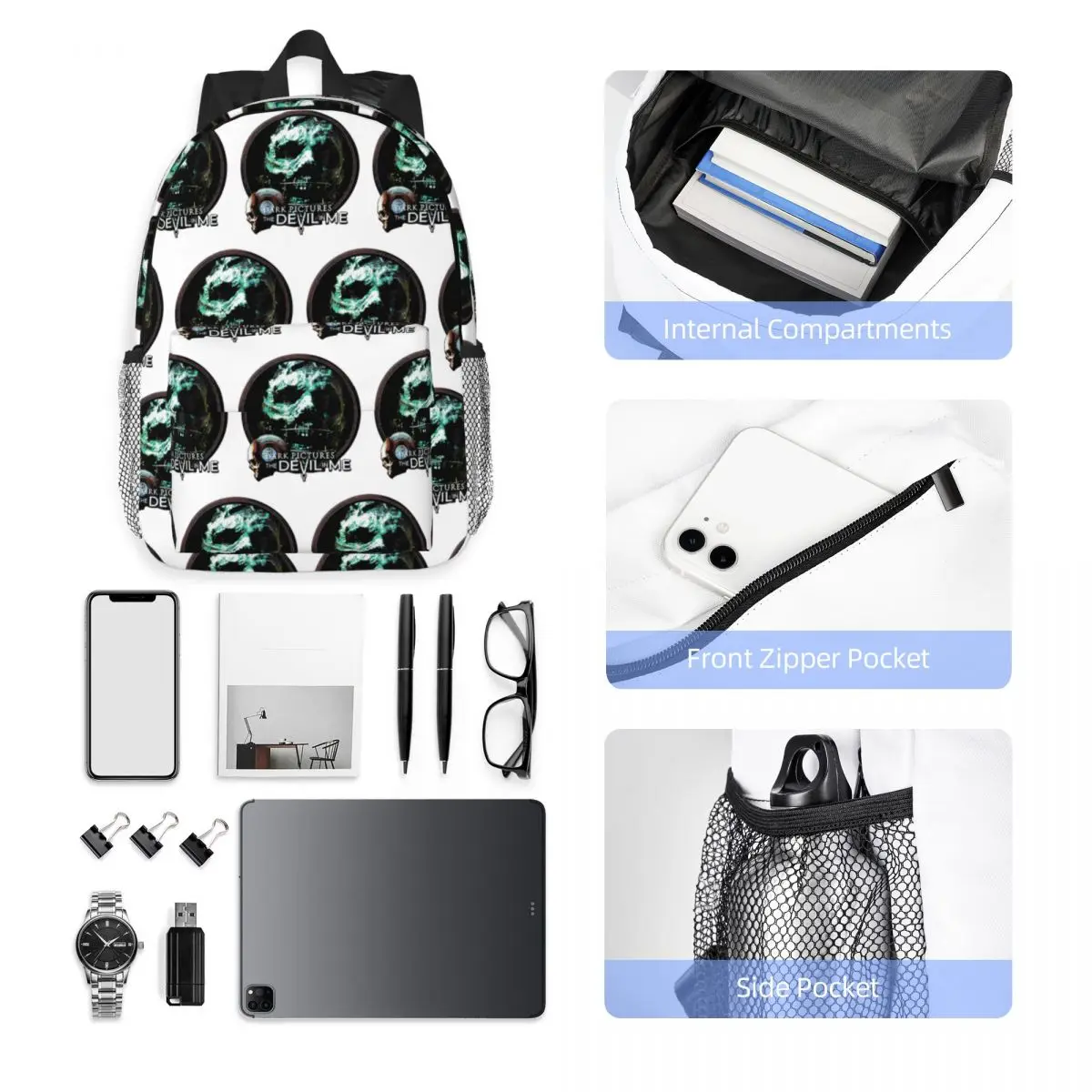 The Dark Pictures Anthology Game Rucksack, heißer Verkauf, Tagesrucksack, große Kapazität, für Jungen und Mädchen, Büchertasche, Umhängetaschen, für Männer und Frauen, Schultasche