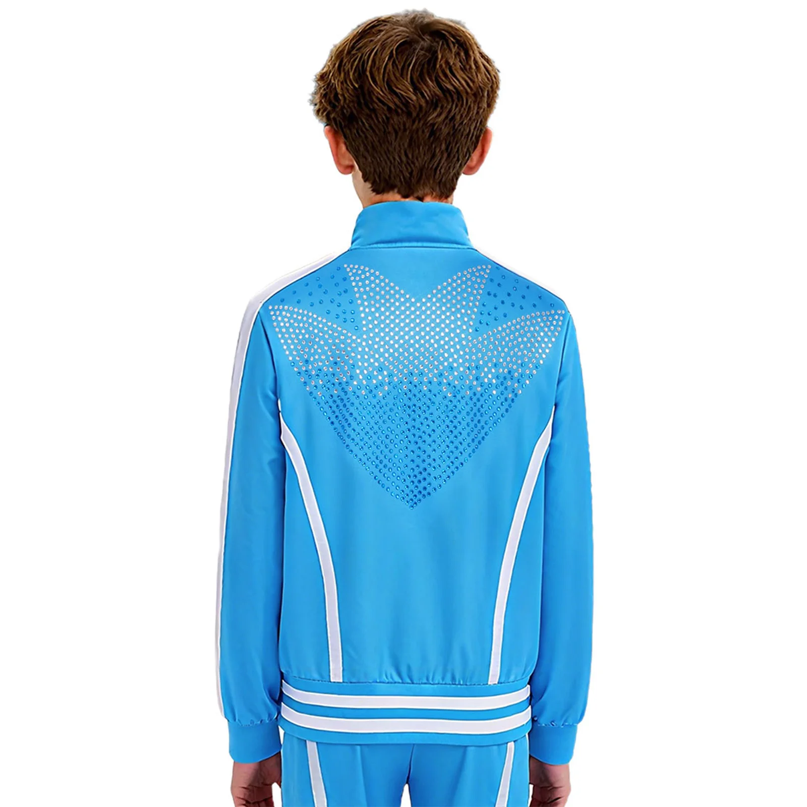 الأطفال الأولاد طويلة الأكمام الشكل التزلج على الجليد التزلج على الجليد زي لامعة الراين جاكيت زيبرا أعلى لأداء الممارسة