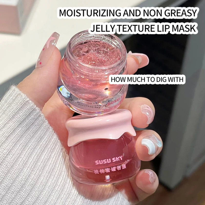 SUSU SKY kit de maquillaje de labios con tarro de miel de melocotón hidratante y nutritivo