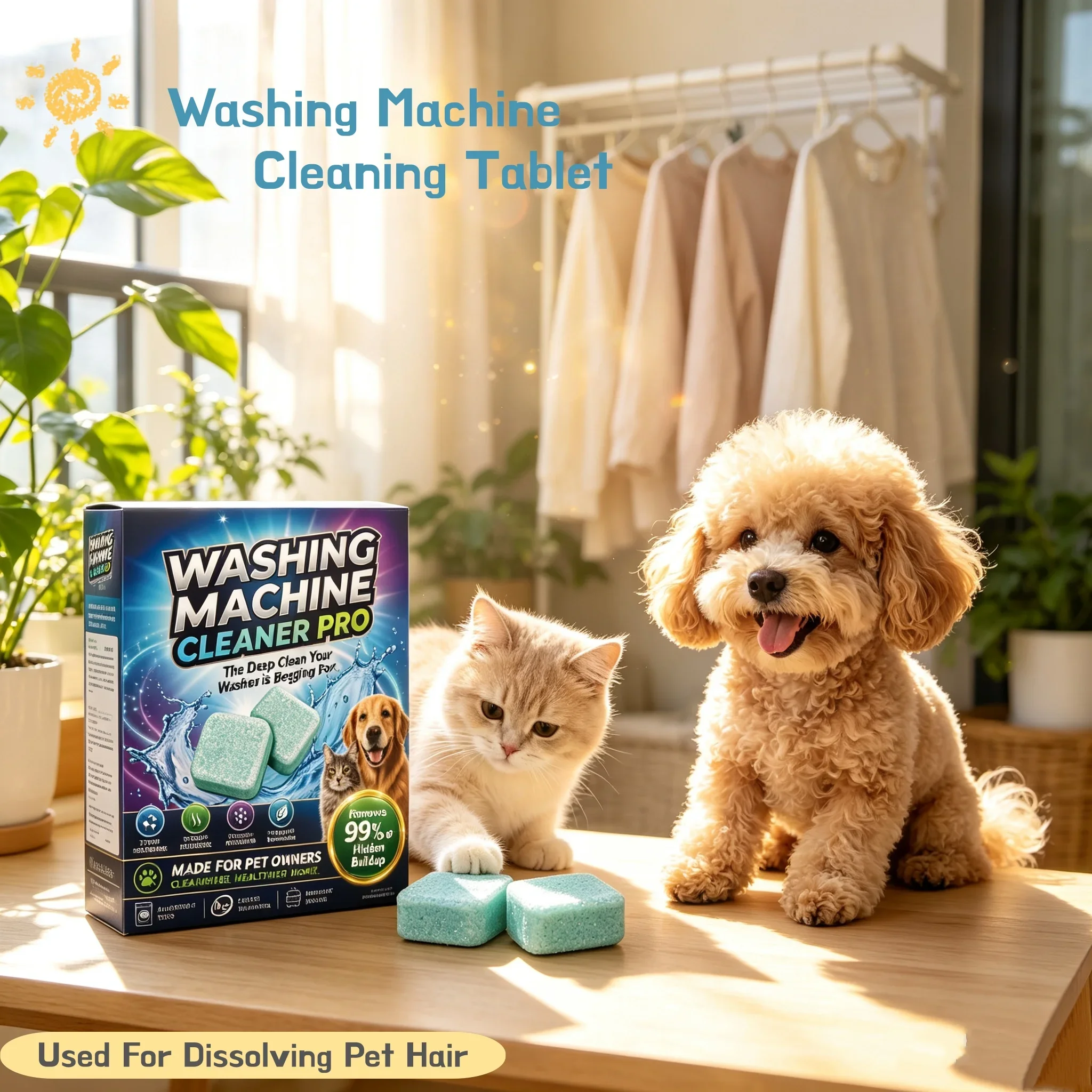 Dissolve Pet Hair Tables For Washing Machine Reduce Cat Hair Pet Clothing Household Safe Dog Cat Hair Dissolving Cleaner Tables