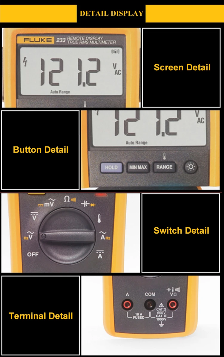 Fluke 233 Digital Multimeter True RMS Detachable Tester with Removable Head And Accessories