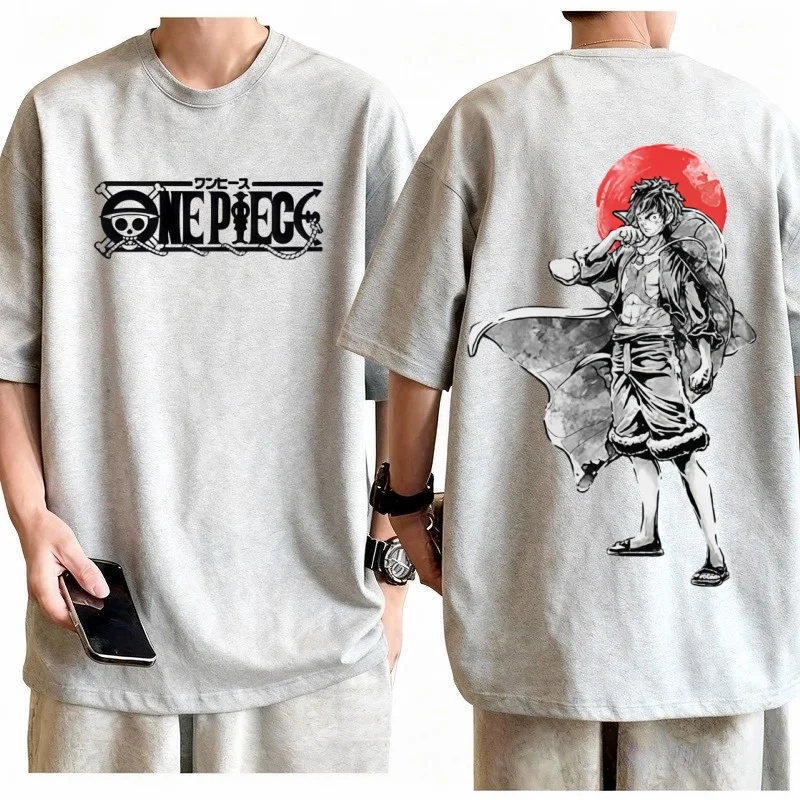 2026 قطعة واحدة القرد D لوفي تي شيرت الرجال القطن أنيمي الجرافيك المحملة عادية الشارع الشهير القراصنة الملك طباعة مريحة تناسب #2