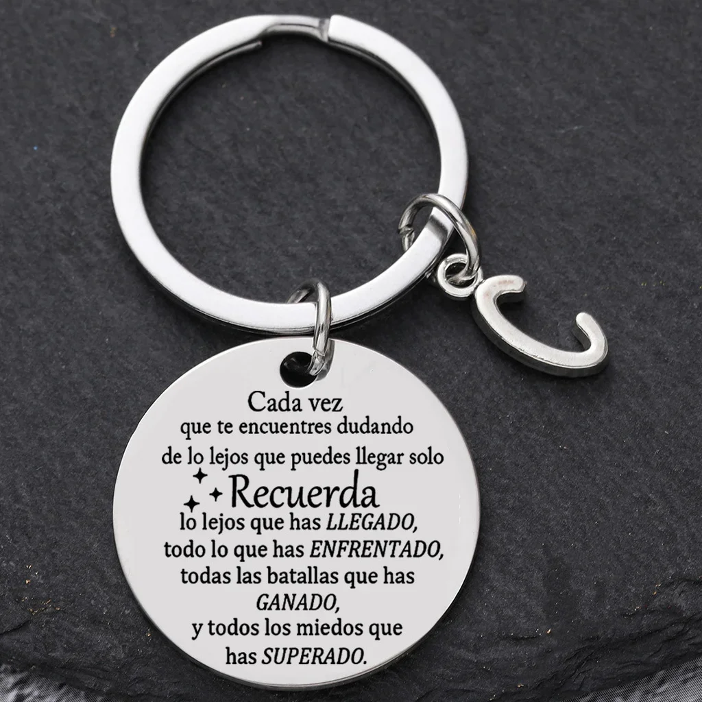 1PC Spanish Keychain Inspirational Quote Pendant Keychain Keyring, for Son Daughter Aunt Niece Family & Friends Hijo Hija