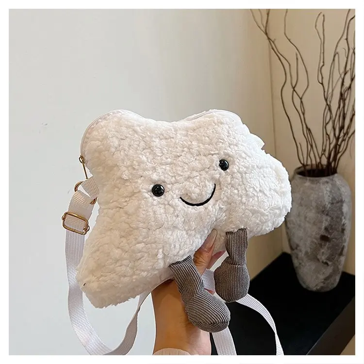 Kawaii Plush กระเป๋าผู้หญิงกระเป๋าใหม่น่ารักการ์ตูน Creative Cloud กระเป๋าสาวไหล่กระเป๋า Crossbody กระเป๋ากระเป๋าสตางค์โทรศัพท์มือถือ