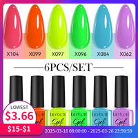 LILYCUTE 6Pcs/Set Gel Nail Polish Popular Colors In Summer Semi Permanent Soak Off UV LED Nail Art Gels Nail Gel Polish