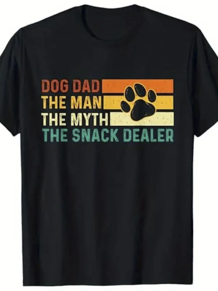 

Men's casual 100% cotton short-sleeved O-neck T-shirt-printed with dog dad, dog dad shirt and gifts.