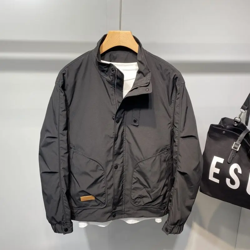 

Autumn Winter New Fashion Stand Collar Long Sleeve Solid Jackets Men's Clothing Pocket Zipper Korean All-match Trend Chic Tops