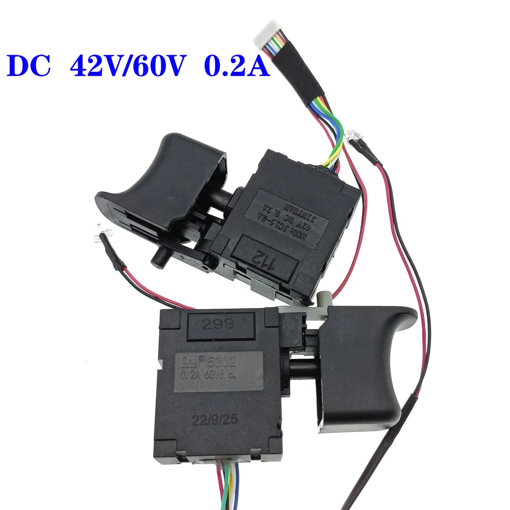 

0.2A 42V 60V Cordless Drill Switch DC Electric Drill Dustproof Speed Control Push Button Trigger Electric wrench switch