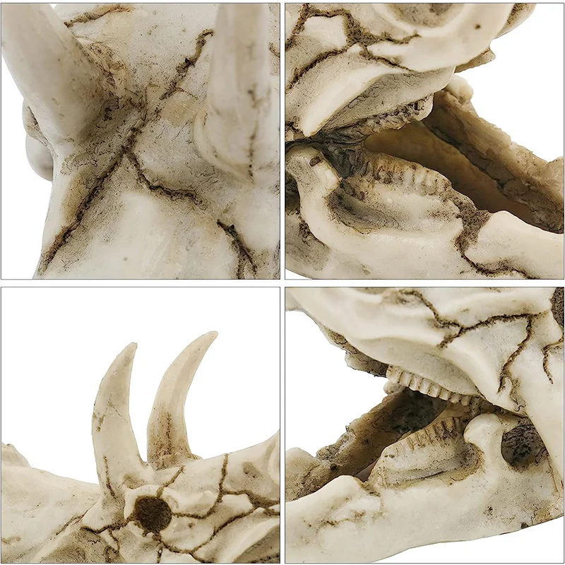 الراتنج تريسيراتوبس الجمجمة الهيكل العظمي رئيس الديكور حوض السمك ديناصور الحلي الحرفية التماثيل هالوين ديكور المنزل هدية