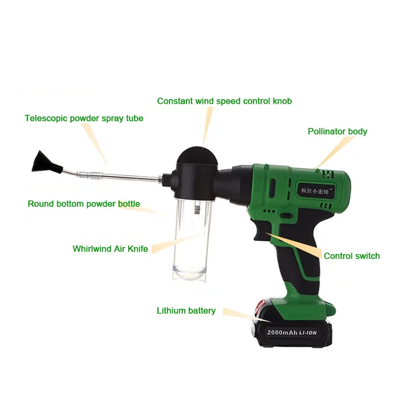 Imagem -03 - Polinizador Elétrico para Polinização Pêssego Pêra Kiwi Árvore Frutíferas Cereja Grande Pitaya Ponto de Pólen Spray de Flores Artefato 100240v
