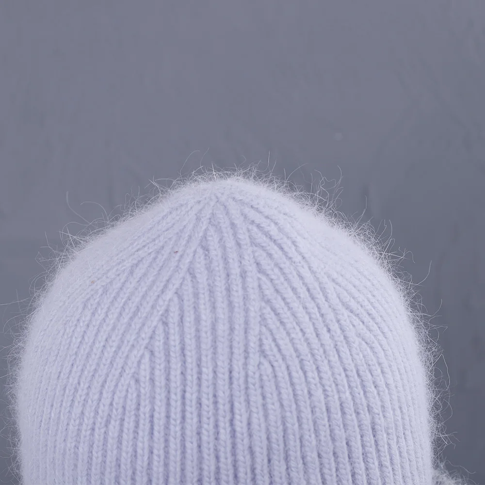 2023 Kaninchenfell-Wintermütze für Damen, Mützen, weich, warm, flauschig, rosa Farbe, Angora-Strickmütze, Skullies-Mützen zum kostenlosen Versand – Detail 10