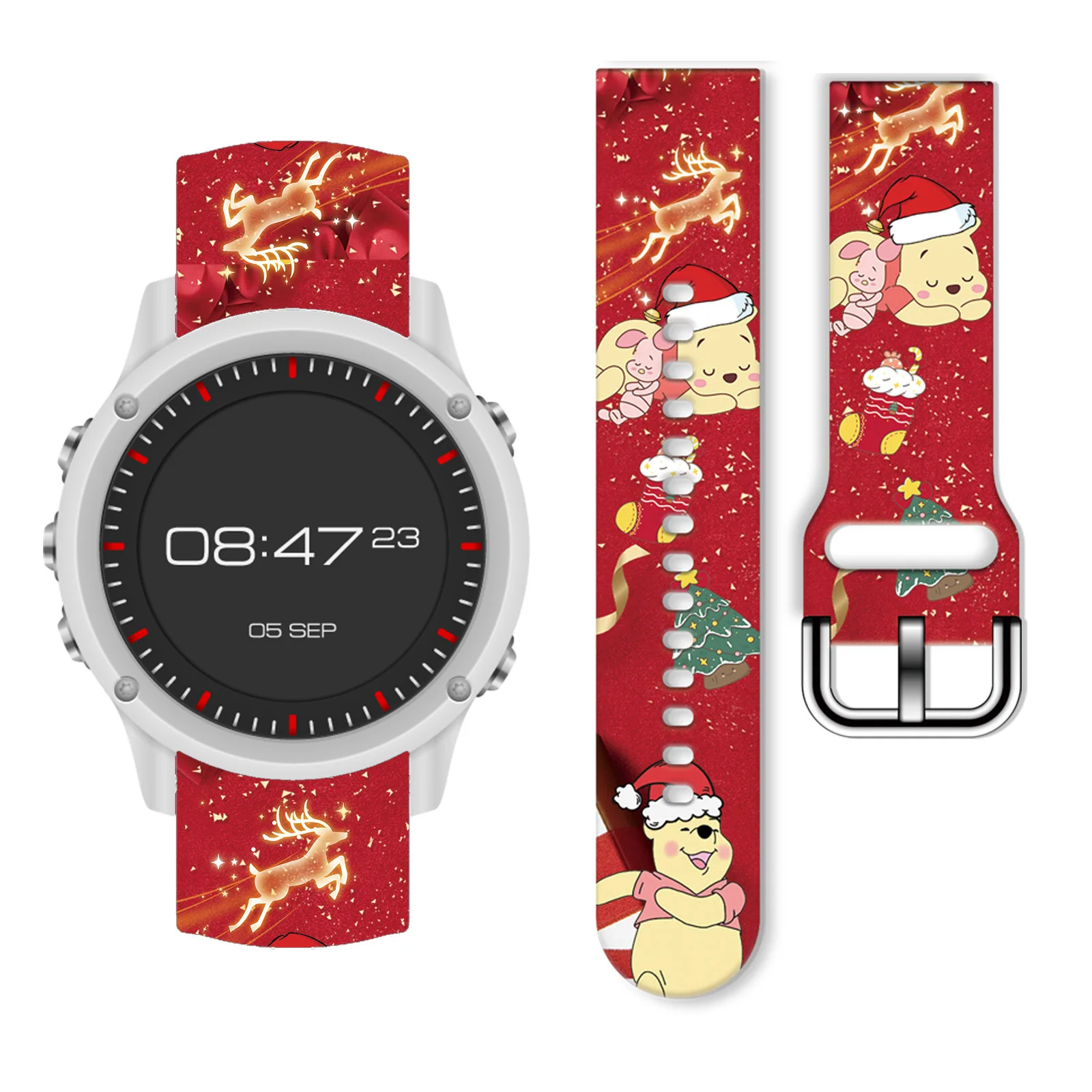 

Disney Christmas Pooh Bear 20mm Strap for Samsung Galaxy Watch 6/5 40mm 44mm Band Replaceable Bracelet for Amazfit Balance 45mm