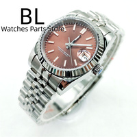 BLIGER Top Brand Luxury Mens Mechanical Automatic Watch Brown Dial C3 Luminous Fluted Sapphire NH35A Waterproof Jubilee Bracelet