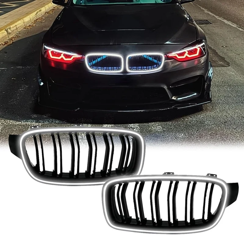 Front Kidney Grille Grill With LED Light For BMW 3 Series F30 F31 F35 2012-2019 Accessories 51130054493 51130054494