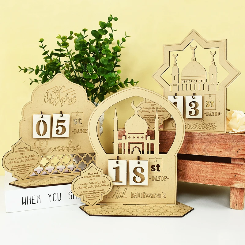 

Ramadan Countdown Calendar Wooden Eid Mubarak Ornament Ramadan Kareem Decoration For Home Islamic Muslim Party Decor