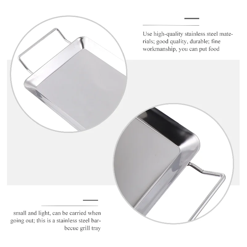 Extra Thick Stainless Steel Roasting Pan NonStick BBQ Grill Plate Home Outdoor Thermal Conductive Baking Tray For Barbecue Fish