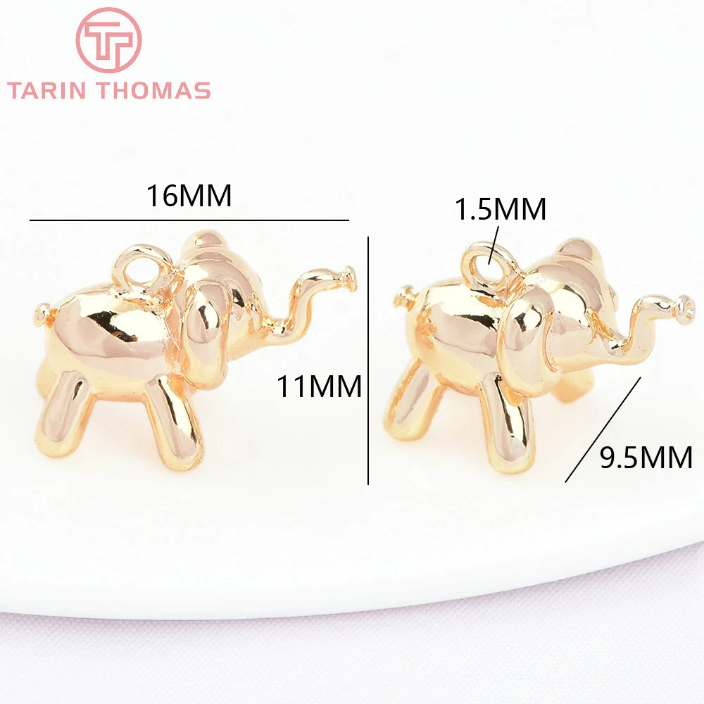 (2164) 6PCS 16x11MM 24K Gold Color Brass Small Elephant Shape Pendants High Quality DIY Jewelry Findings Accessories Wholesales