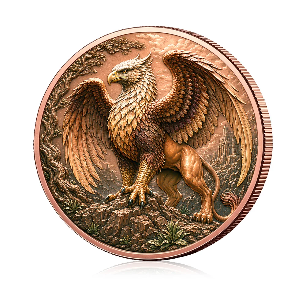 Griffin Gryphon 5Oz Fine Copper Commemorative Coin High Relief Metal Medal Mythical Beast Collectible Souvenir Home Decor Gift