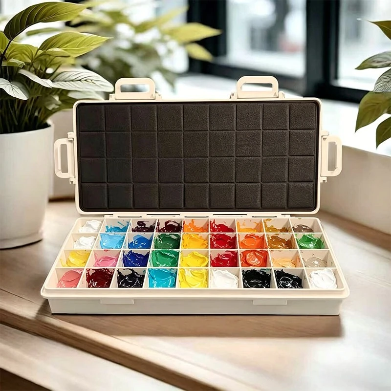 

Портативный футляр для хранения красок на 12-36 ячеек, утолщенный, с увлажнением, для акварели и акрила, 80 мл-17 мл, с разделителями