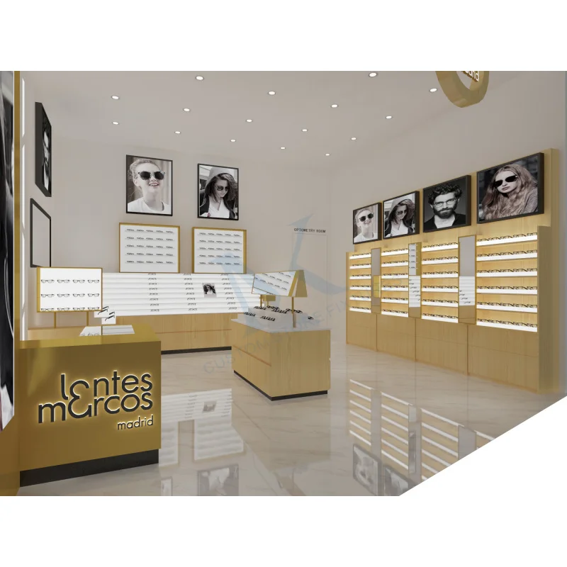 مخصص. تخصيص الحديثة متجر البصرية عرض موقف النظارات الخشبية مكبرة عرض الأثاث #4