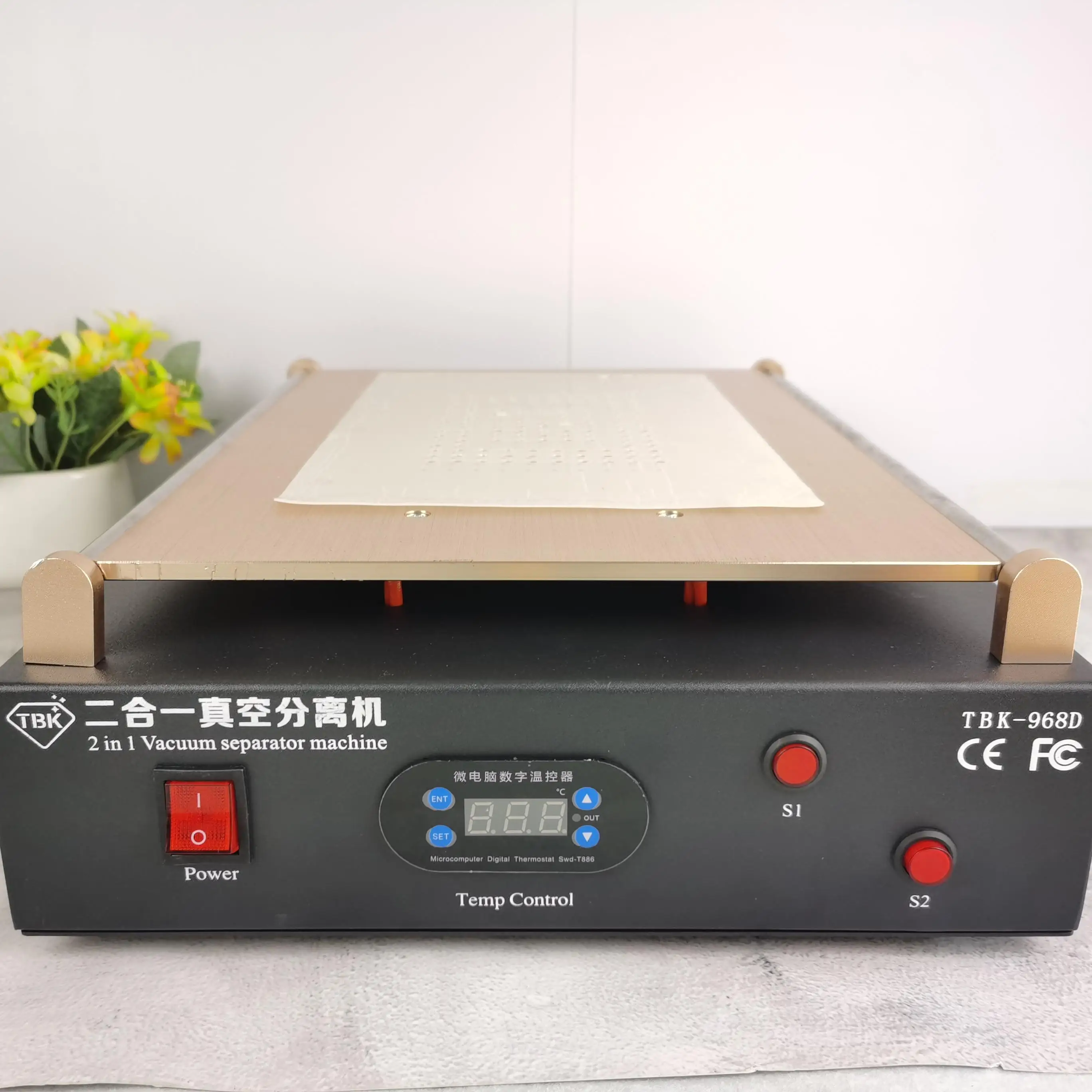 TBK 968D-Mathiateur d'Écran LCD de 19 Pouces Sous Vide Intégré, Machine de Réparation pour iPad, iPhone et PC