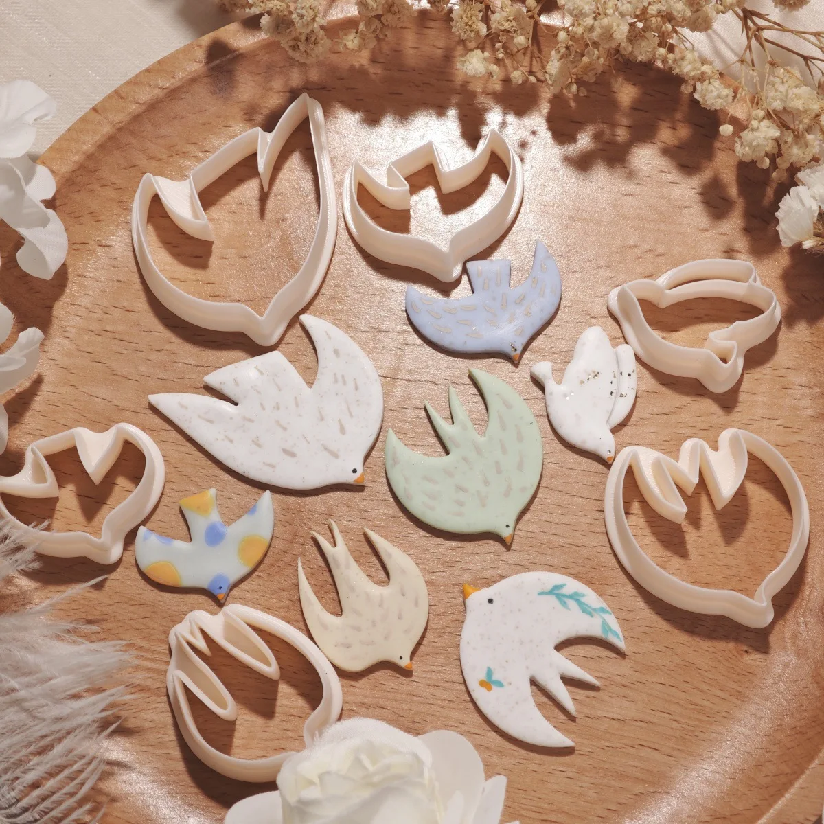 

6pcs Bird Shape Polymer Clay Cutters Cute Soft Pottery Clay Mold DIY Earrings Necklace Jewelry Cutting Stamp Tools Bohemian