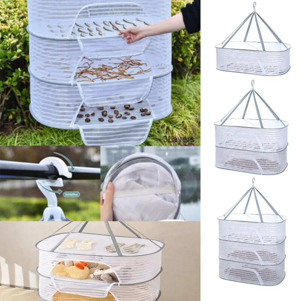 1-3 Layers Drying Net Herb Dryer Mesh Vegetable Food Fish Hanging Drying Rack Clothes Dry Net Hanging Drying Rack