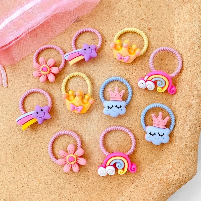 On Sale 10 PCS/Lot Cartoon Animals Hair Ties For Girls Colorful Rope Gum Rubber Band Elasic Hair Bands  Accessories