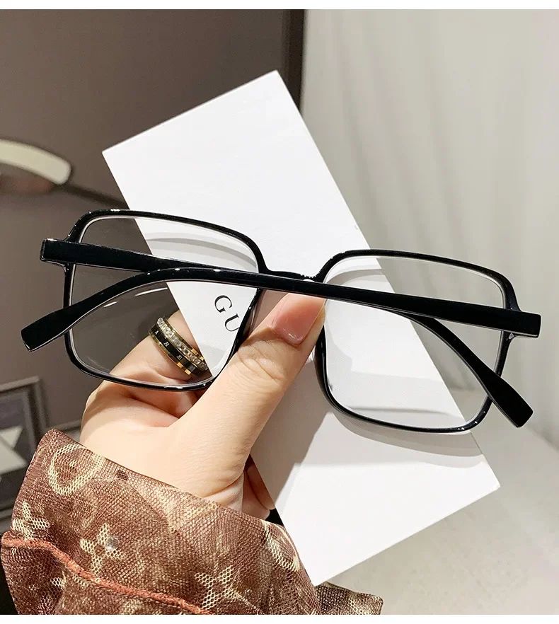 Anti-Blaulicht-Myopie-Brille, Retro-Brille mit großem Rahmen, flache/Grad-Brille, Myopie-Fertigbrille, 0–1,0–1,5–2,0–2,5–3,0–3,5–4,0 – Detail 6