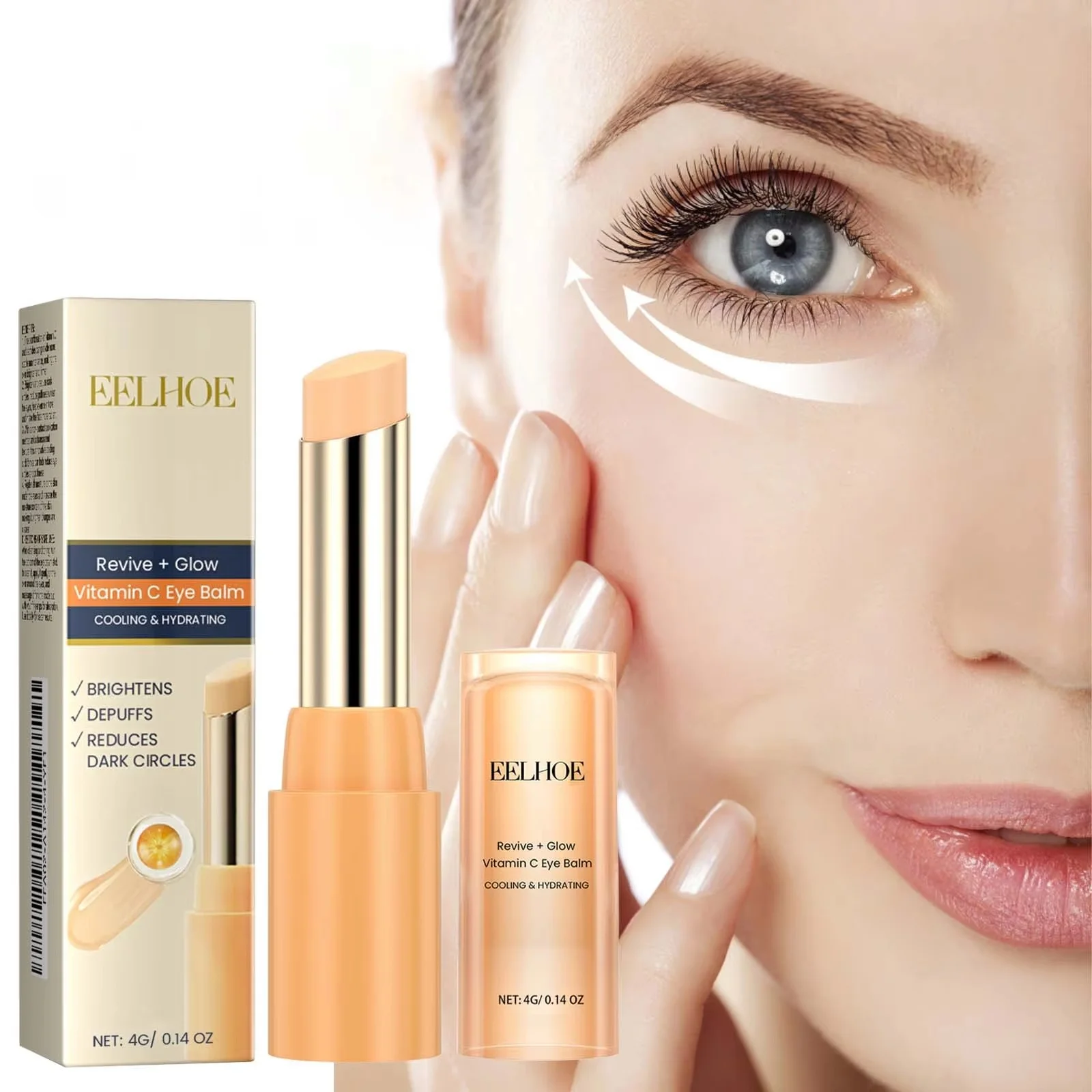 EELHOE Vitamin C Eye Stick Roller - Dark Circle Care Twist-Up Balm, Hydrating Under Eye Treatment Refreshing Portable Skincare