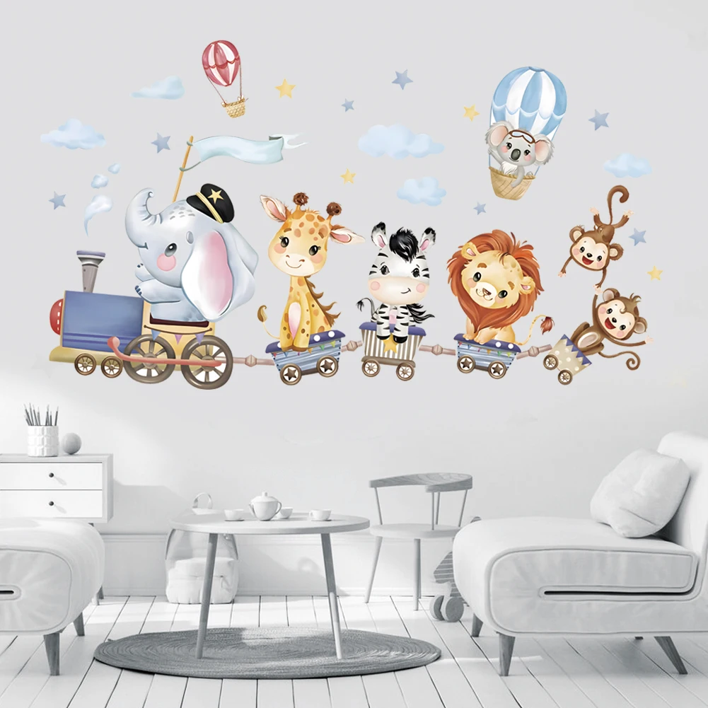 Cartoon Zoo Engineering Car Wall Stickers Decoration Living Room Entrance Bedroom Self Adhesive Painting PVC Wall Stickers