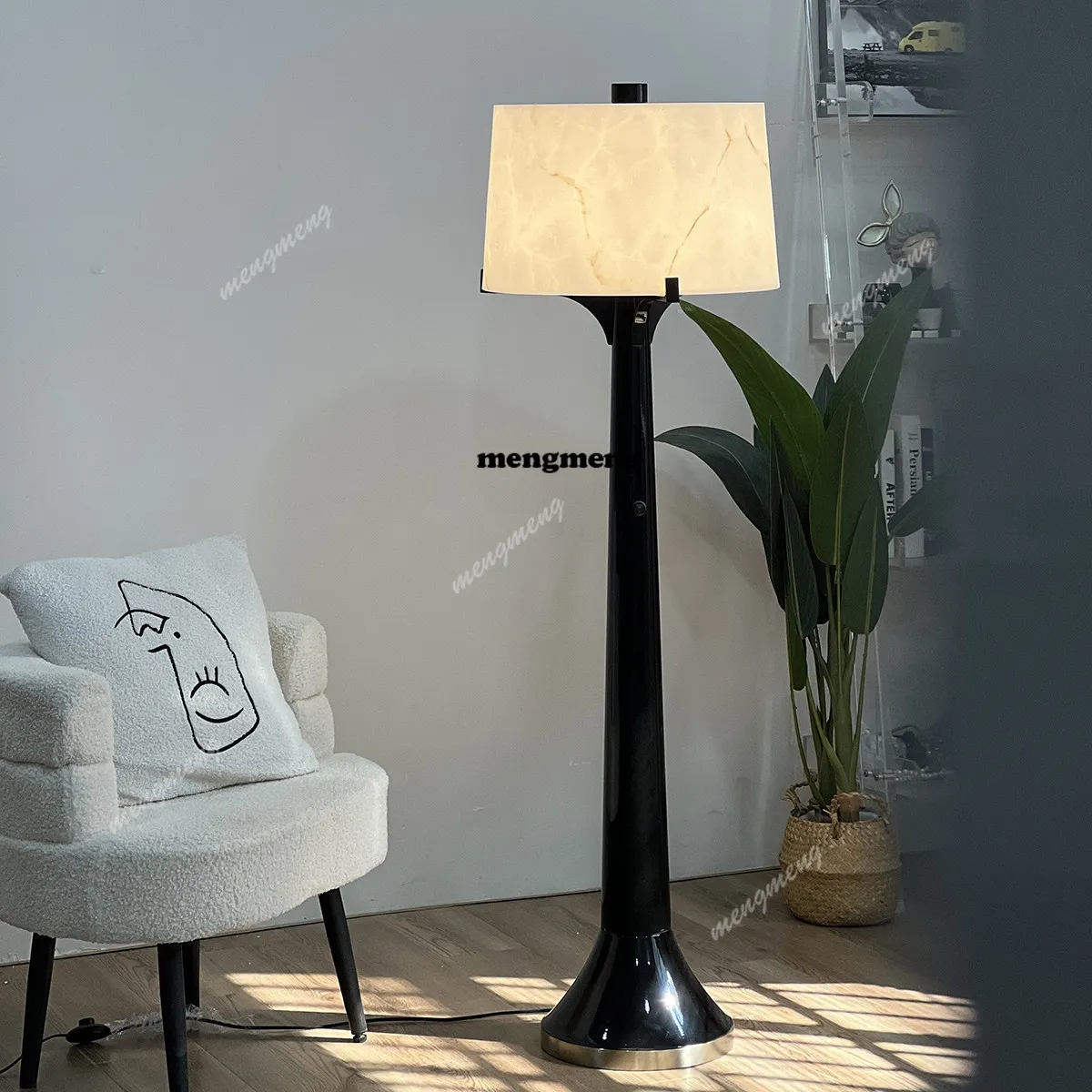 

Designer wabi sabi natural marble floor lamp living room hotel model room bedroom study desk lamp