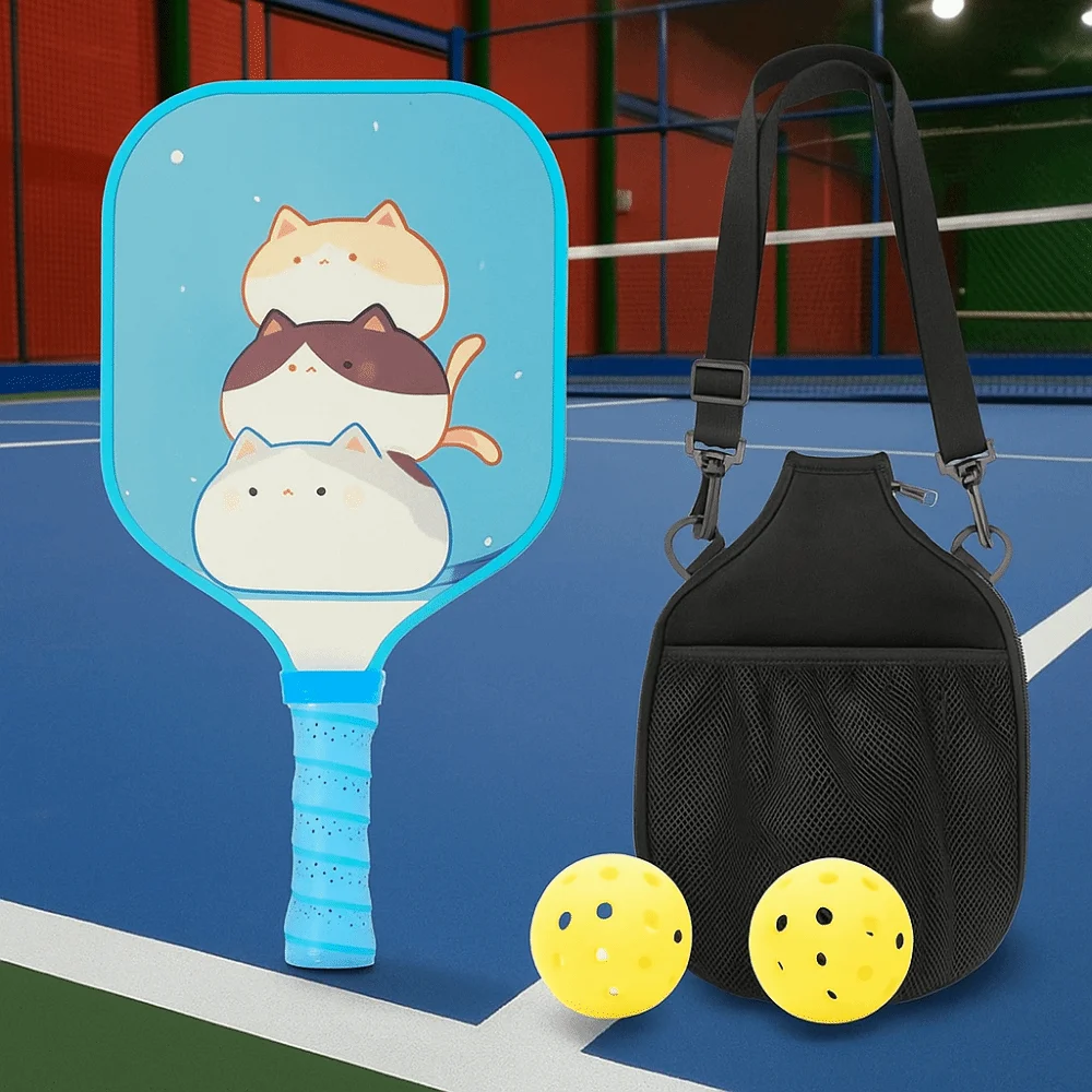 Fotografia 5: Conjunto de Pickleball Infantil com Design de Desenho Animado, Leve e Durável, Conjunto de Raquetes de Pickleball Coloridas com Empunhadura Antiderrapante