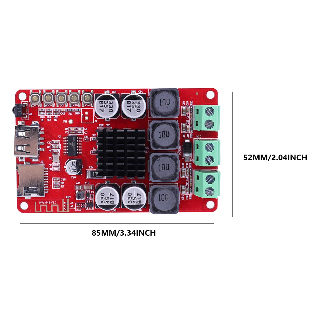 TPA3116 デジタルオーディオアンプボード TF カード U ディスクプレーヤー 2x50W Bluetooth 互換レシーバー FM ラジオ リモコン付き