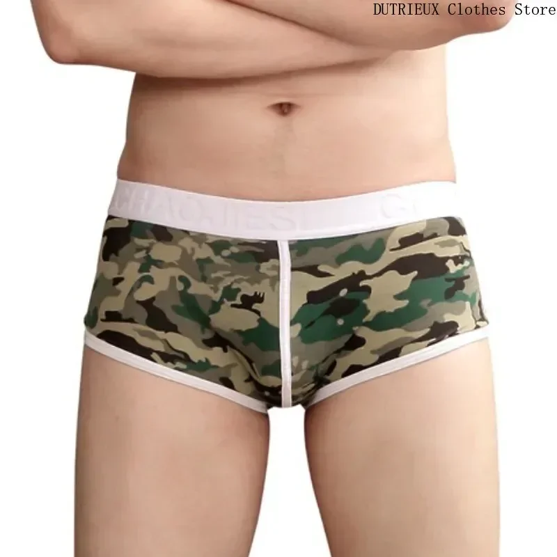 Sexy Fashion Camo Print Men's Short Shorts Men's Beach Casual Shorts Cotton Low-rise Camo Shorts Sports Swimming Trunks Pants