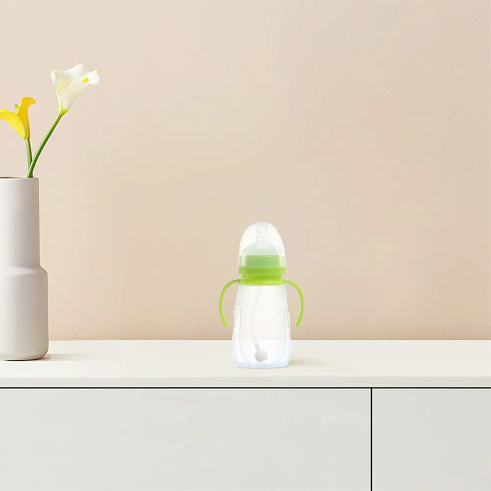 

2Pcs Kid Weighted Bottle Silicone Straws Feeding Aid Self-Feeding Weaning Training Replacement Sippy Cup Water Cup