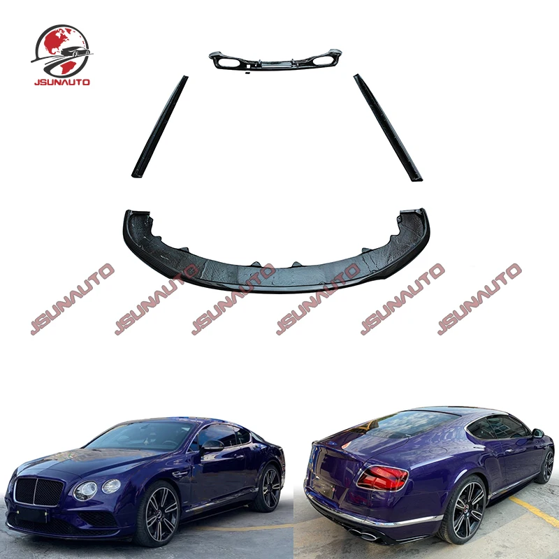 For 2015-2017 For Bentley Continental GT V8s Carbon Fiber Front Lip Side Skirts Rear Diffuser Bumper Splitters Spoiler Car Parts