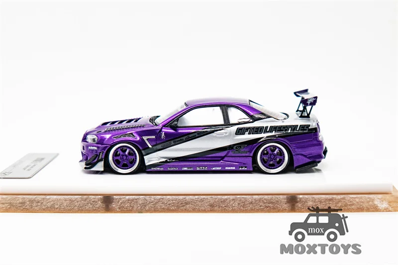 404Error 1:64 Skyline GT-R R34 Ryohe\'s GIFTED Purple Resin Model Car