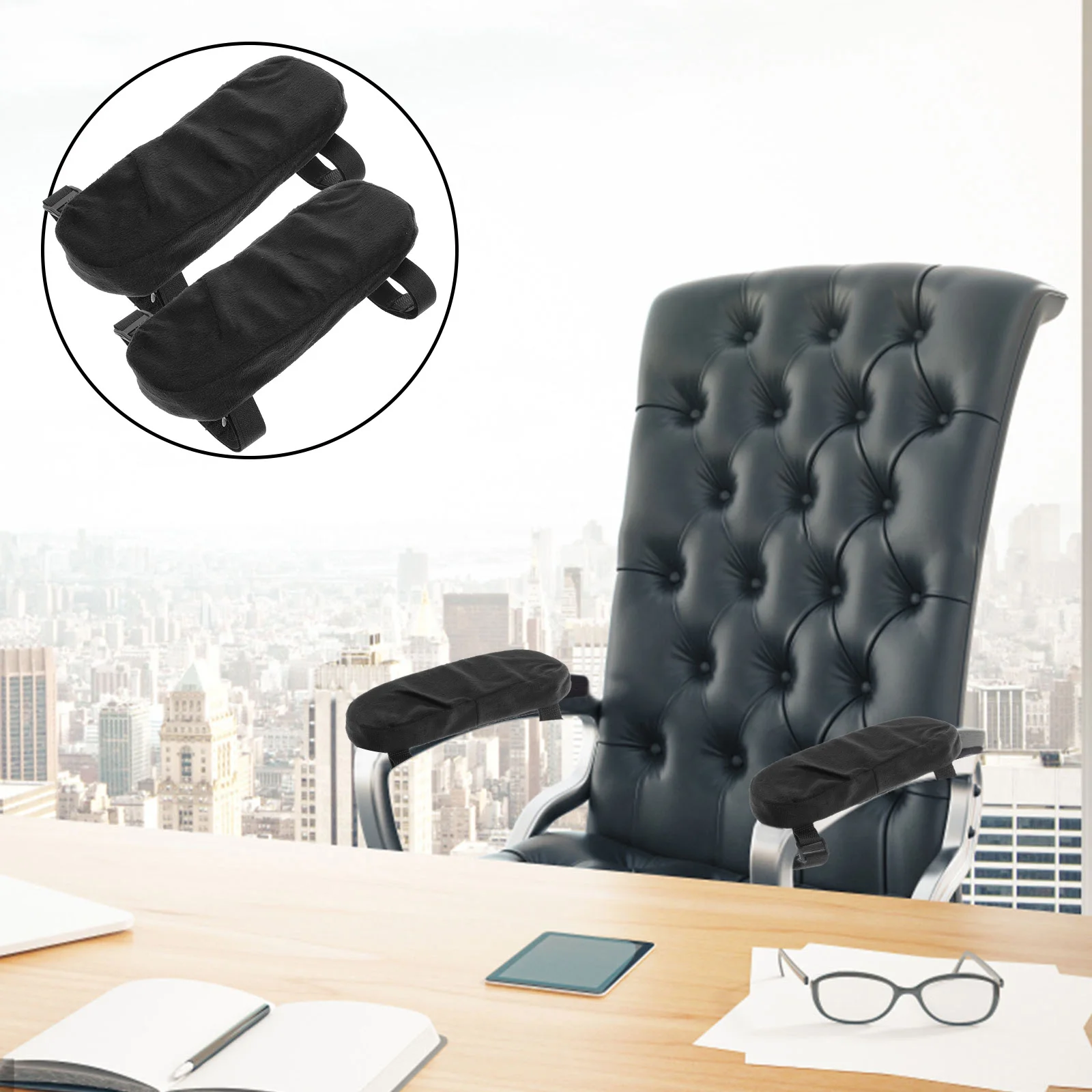 

1Pair Office Chair Armrest Covers Supple Comfortable Pads Breathable Non Slip Surface for Home Desk Task Chairs Elbow Support