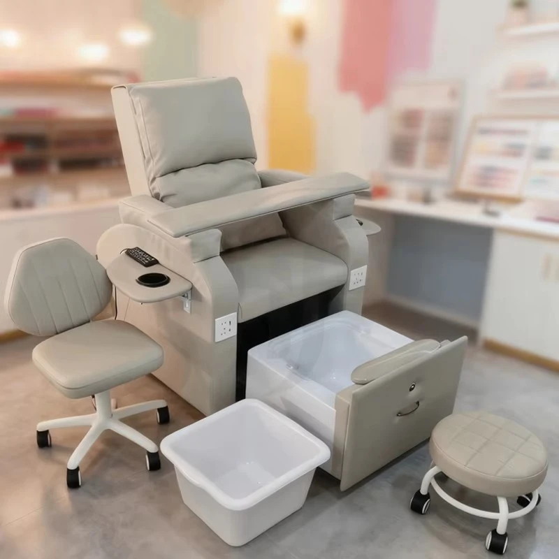 Luxury Beauty Nail Salon Furniture Pipeless Whirlpool Discharge Pump Foot Spa Massage Manicure Pedicure Chair
