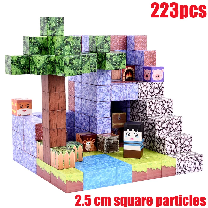 2,5 cm große magnetische Bausteine für Minecraft, magnetische Würfel, ein Weltspiel für Kinder, speziell für 3-jährige Kinder entwickelt